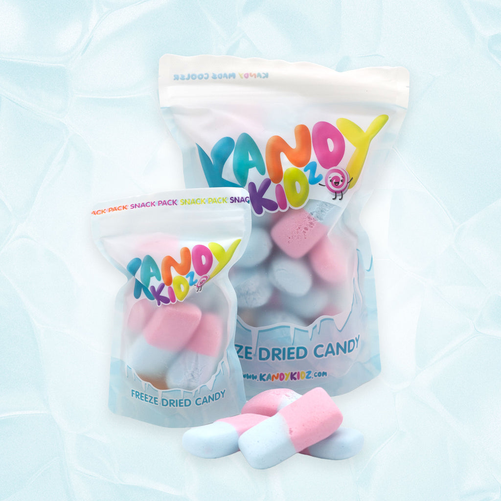 Foam bubblegum gummies freeze dried candy bags